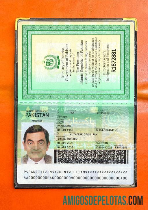 Passaporte do Paquistão 2023 versão atual 2 Photolook exemplo real